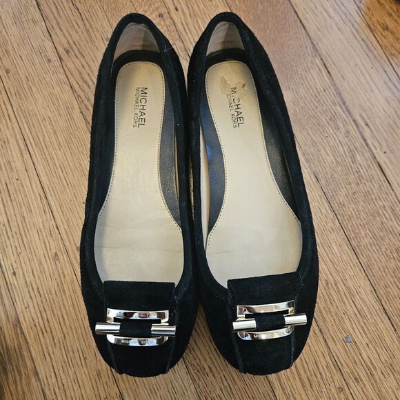 Michael kors Gloria Moccasin Loafer Black Suede Size 7 - Picture 1 of 5